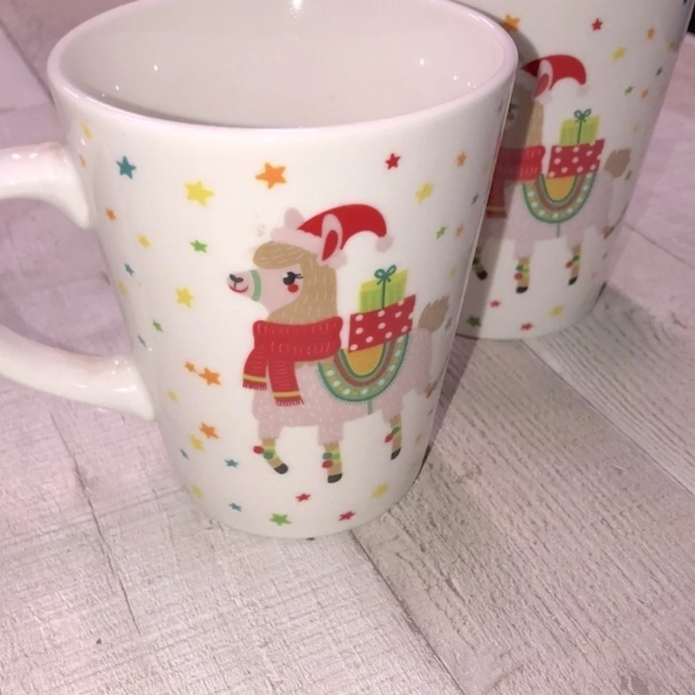 Falalala LLama Christmas mugs set